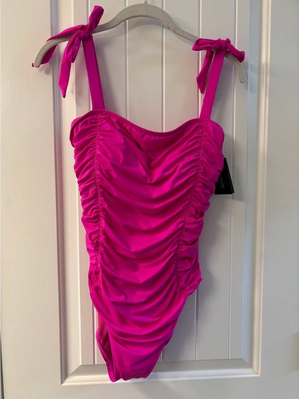 KATE SPADE NWT Fuchsia Ruched Tie-Shoulder One-Piece Swimsuit